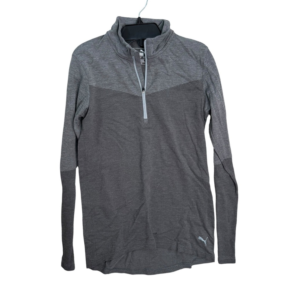 Puma Mens Gray 1/4‎ Zip Long Sleeve Athletic Training Shirt Size Small